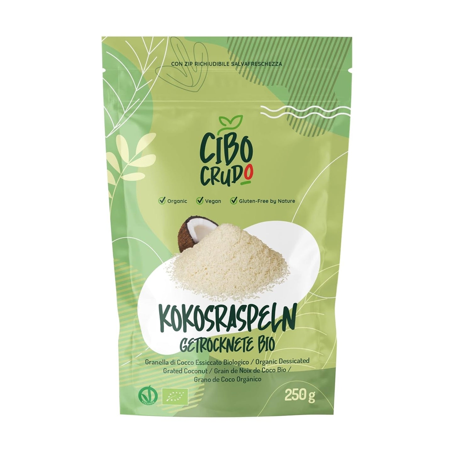 Geraspelte Bio-Kokosnuss – 200 g. Getrocknete Kokosnusschips, ungesüßt und trocken. Kokosflocken. Sonnengetrocknete Kokosnusschips. Hervorragend als Snack und für süße Rezepte geeignet. Naty Shop Dehydrierte Produkte 250 g (1 Packung) geriebene Kokosnuss