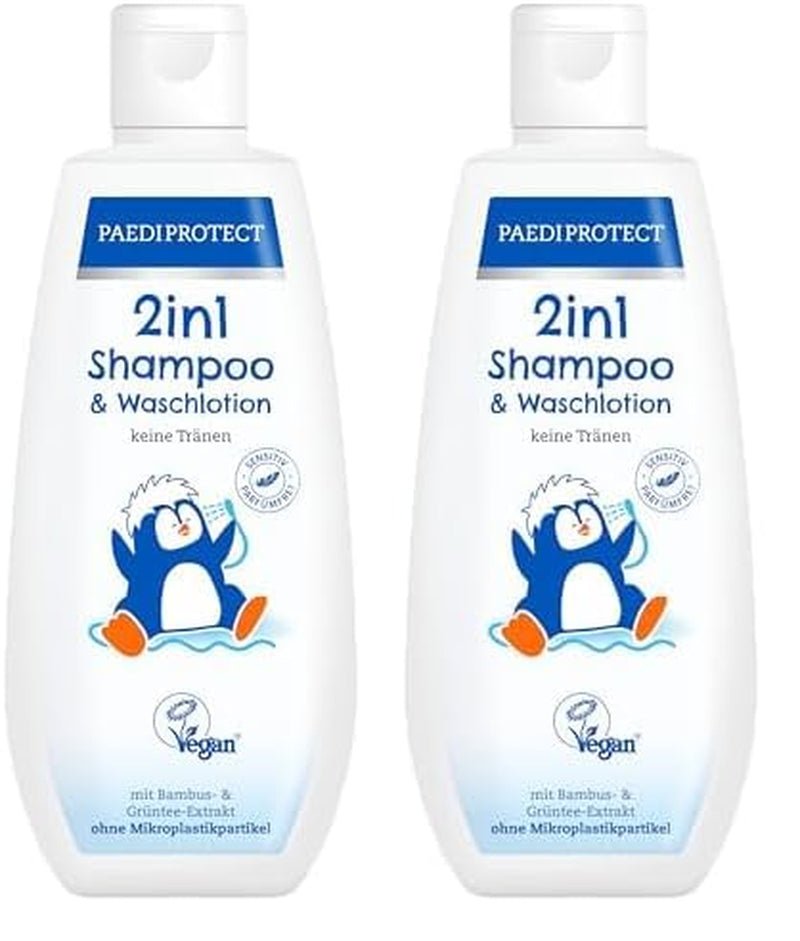PAEDIPROTECT 2in1 Shampoo und Waschlotion für Babys und Kinder 200 ml, sanfte Reinigung und Haare ohne Parfüm und Mikroplastik, das Duschgel spendet trockener und empfindlicher Haut Feuchtigkeit, auch für Erwachsene Kinder - Bade- und Hautpflege Naty Shop White 200 ml (2er Pack)