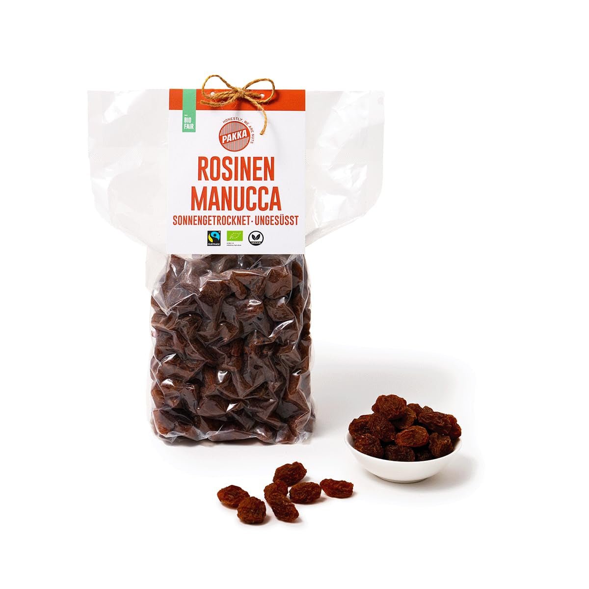 PAKKA - Bio Fairtrade Jumbo Manucca Rosinen 1kg mit 2 - 3 knackigen Kernen, sonnengetrocknete Manucca Trauben, ölfrei, daher klebrig, ungeschwefelt, von Kleinbauern in Samarkand Usbekistan 1000g Dehydrierte Produkte Naty Shop Variante 2: 1 kg (1 Packung)