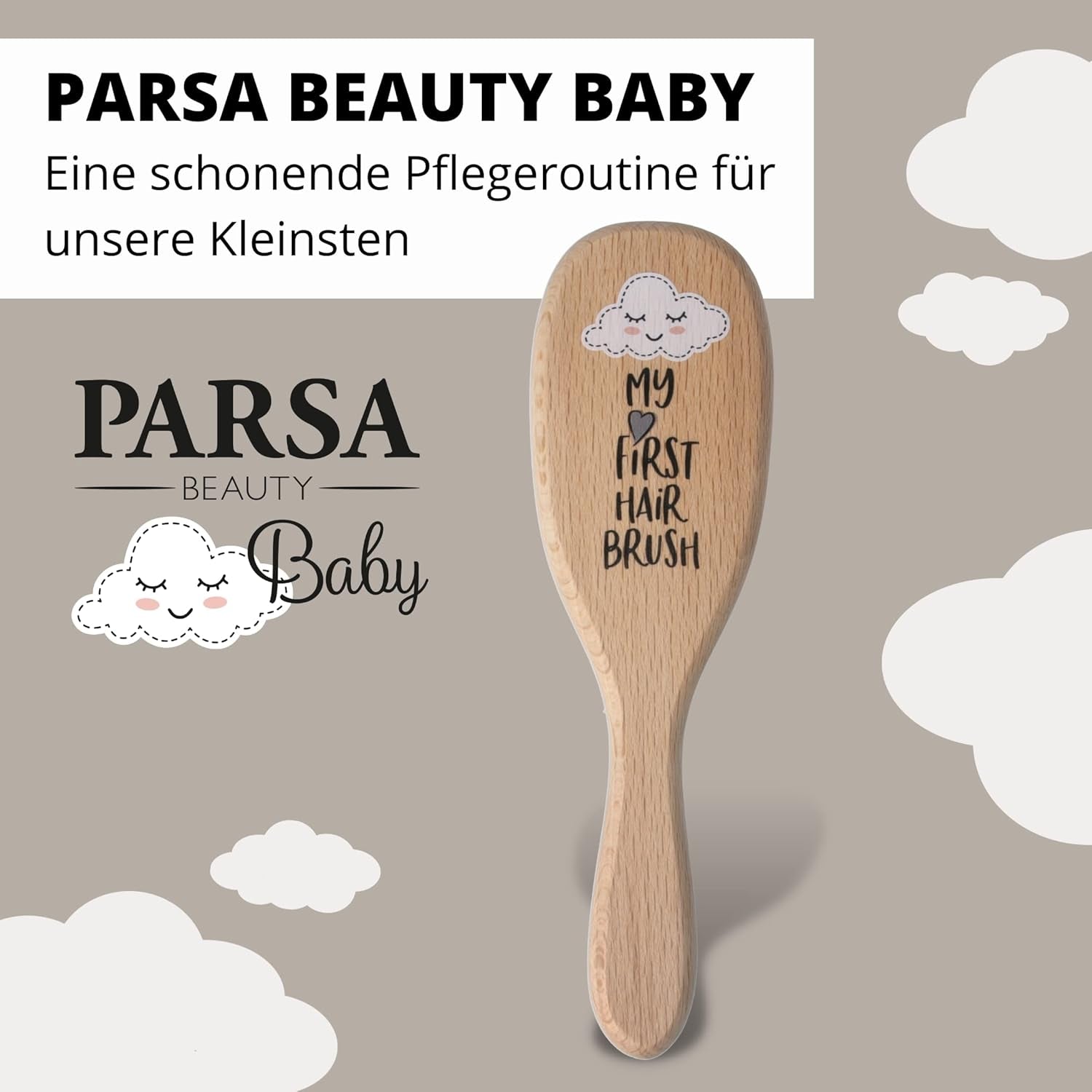 PARSA Beauty Babyhaarbürste mit Ziegenhaar – Babyhaarbürste aus FSC®-zertifiziertem Buchenholz – Bürste zur Pflege feiner Babyhaare – Babybürste Kinder – Bade- und Hautpflege Naty Shop