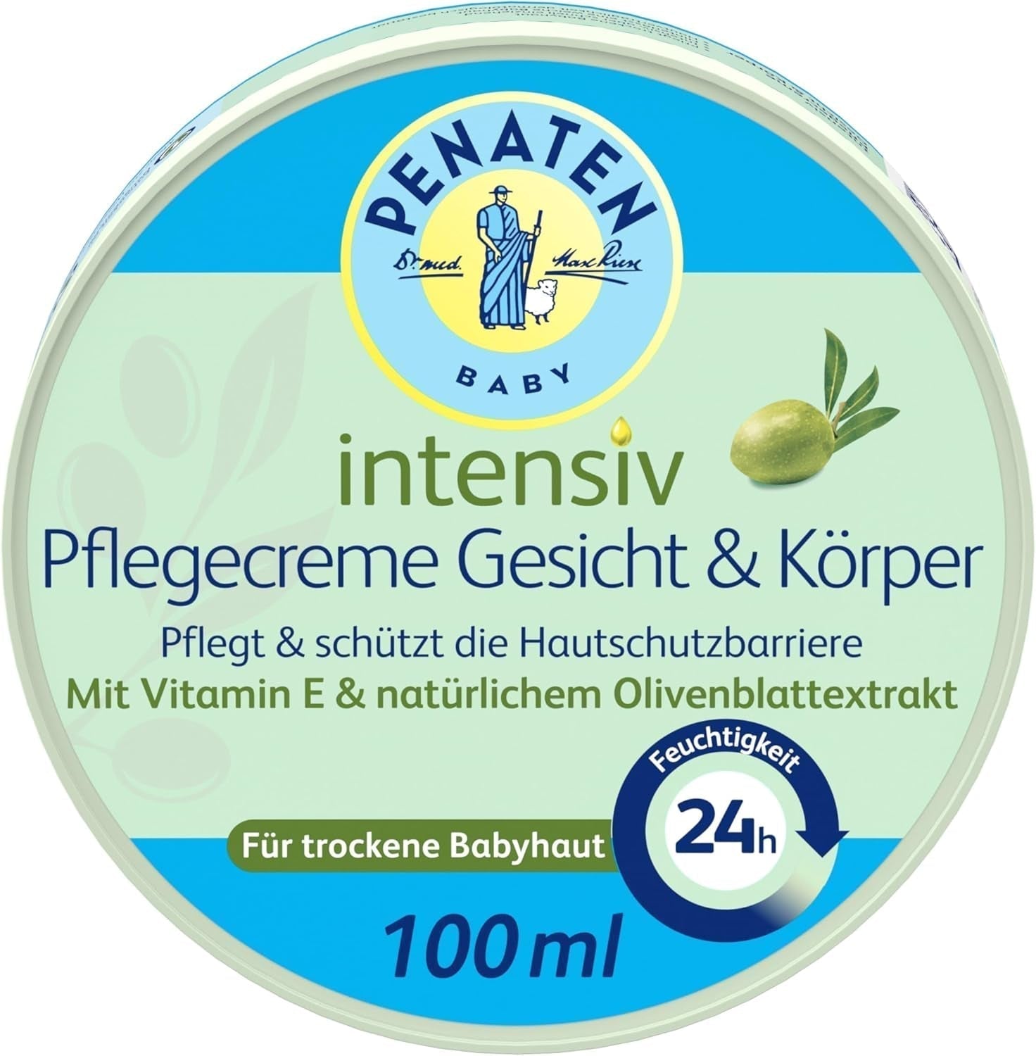 PENATEN Intensiv-Pflegecreme für Gesicht und Körper (100 ml), schnell einziehende Gesichts- und Körpercreme für Kinder, spendet 24 Stunden Feuchtigkeit, mit Vitamin E und natürlichem Olivenblattextrakt Kinder - Bade- und Hautpflege Naty Shop Standardtitel
