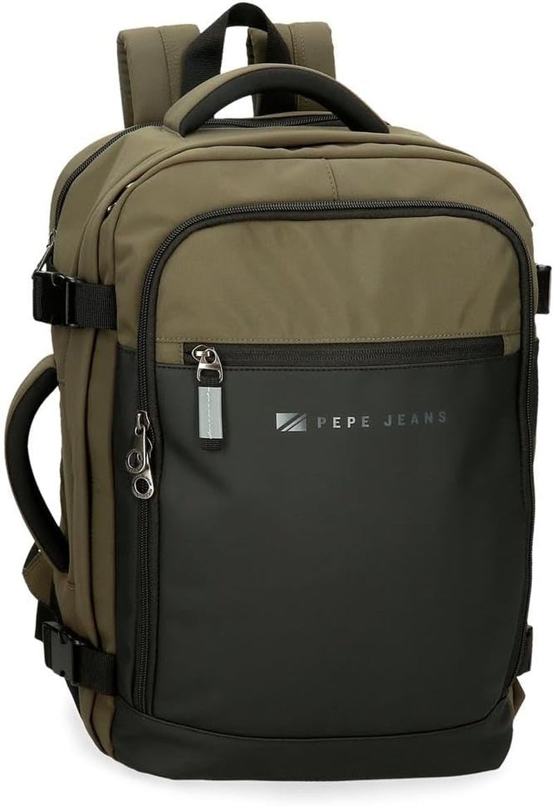 Pepe Jeans Jarvis kleine grüne Umhängetasche 15x19,5x6 cm Polyester mit Kunstlederdetails Gepäck und Reiseausrüstung Naty Shop Dunkelgrüner Kabinenrucksack