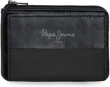 Pepe Jeans Joumma Bags Doppelte Geldbörse, Schwarz, 11 x 7 x 1,5 cm, Leder, Schwarz, Einheitsgröße, Geldbörse Herrenbrieftasche Naty Shop Standardtitel