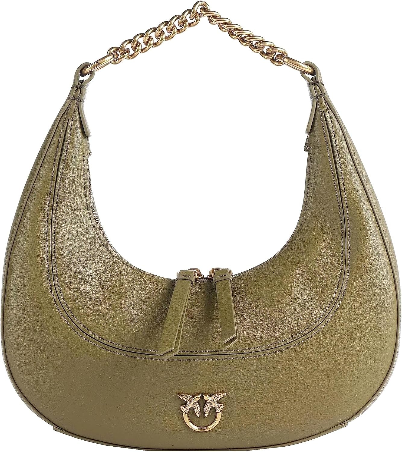 Pinko Damen BRIOCHE HOBO Mini KALB MORB, V62q_Green Thread-Antique Gold Taschen Damen Naty Shop Standardtitel