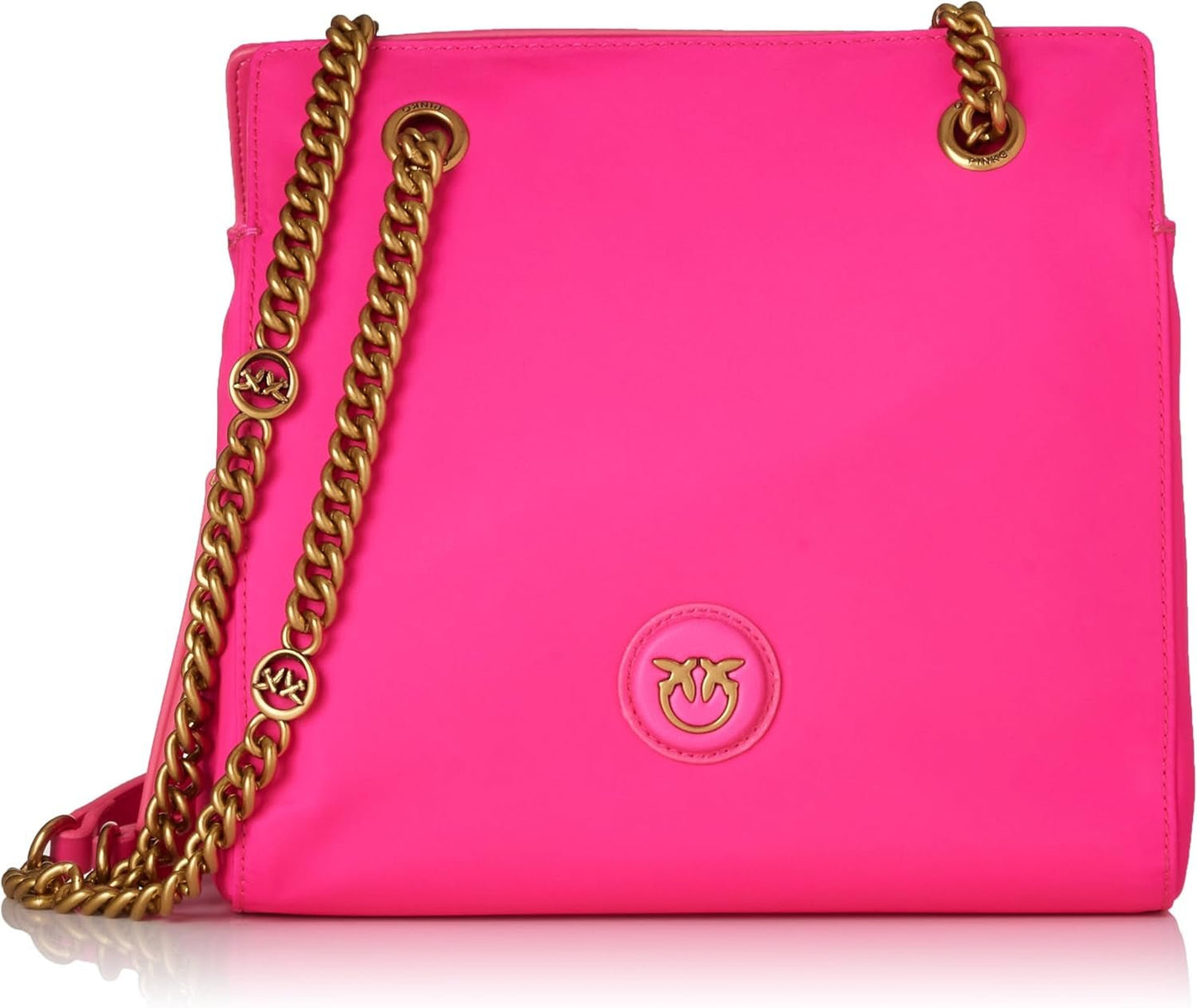 Pinko Damen Recycled Gate Shopper RECYCELTES Nylon + Damentaschen Naty Shop N17Q_Pink Pinko-Antique Gold