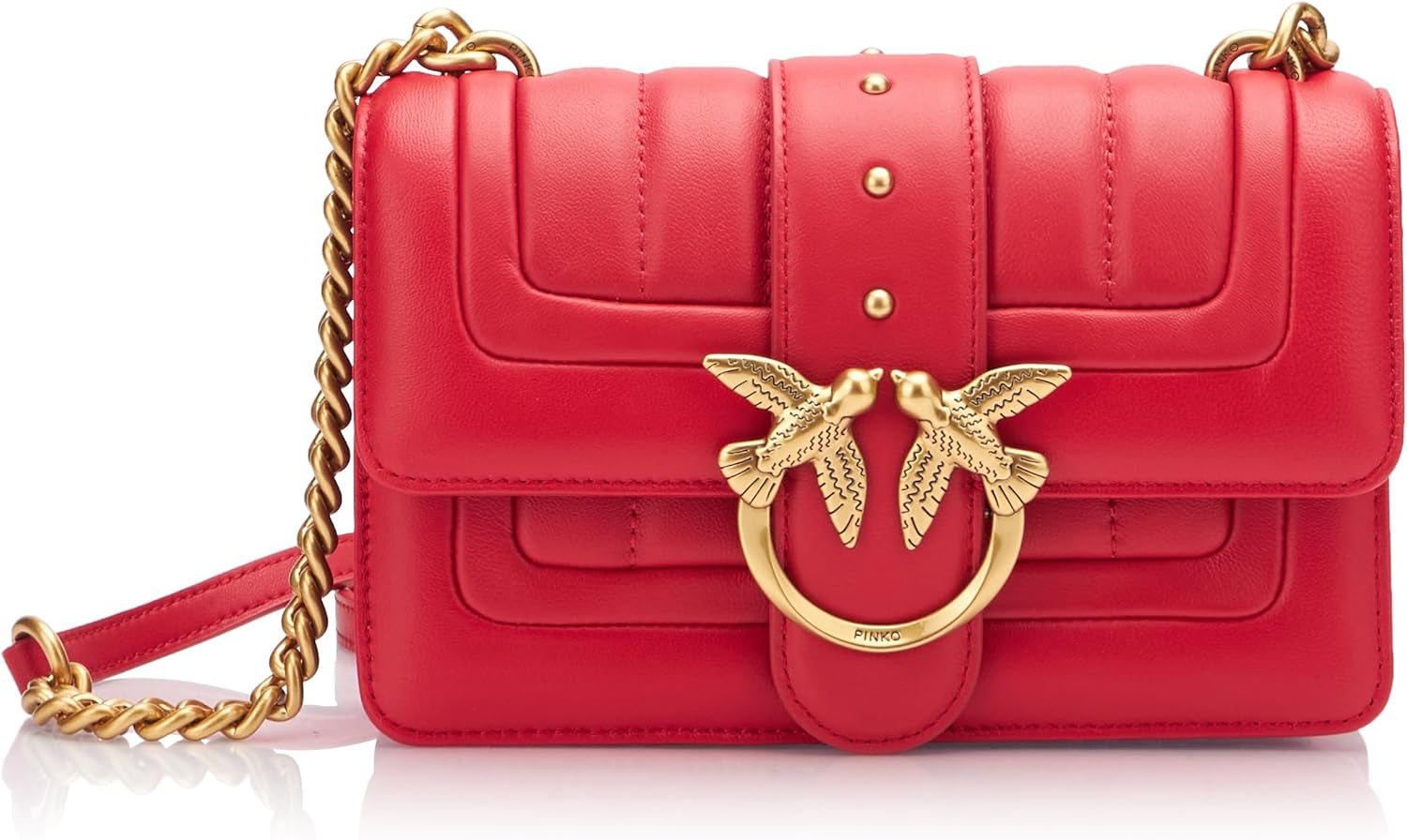Pinko Ladies Love One Mini Cl Single Side Sheep Nappa Line Quilt Bag Damen Taschen Naty Shop R30Q_Rot Antikgold
