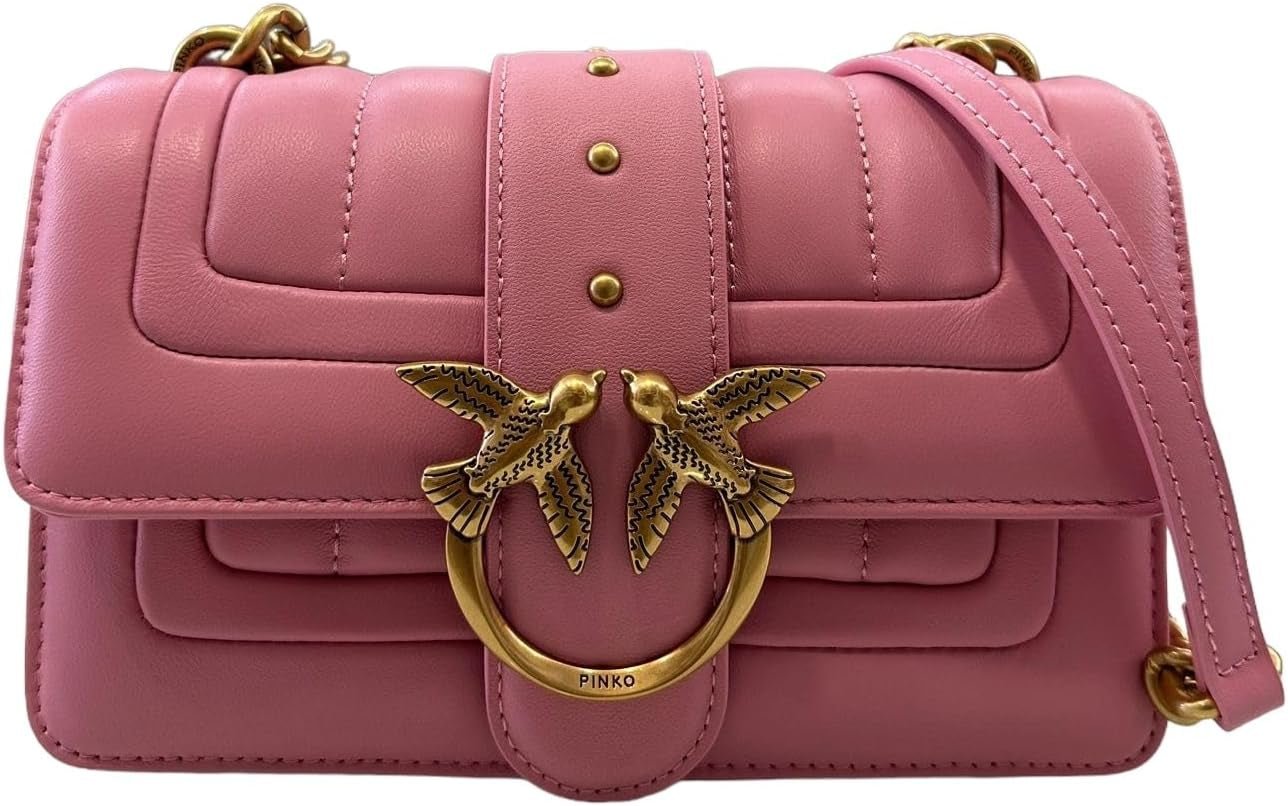 Pinko Ladies Love One Mini Cl Single Side Sheep Nappa Line Quilt Bag Damentaschen Naty Shop P31Q_Marine Antikgold