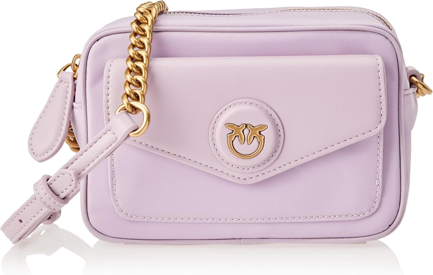 Pinko Nyllo Gate Kameraetui Recycelte NYLO Damentaschen Naty Shop Y48Q_Tulip violett – Antikgold