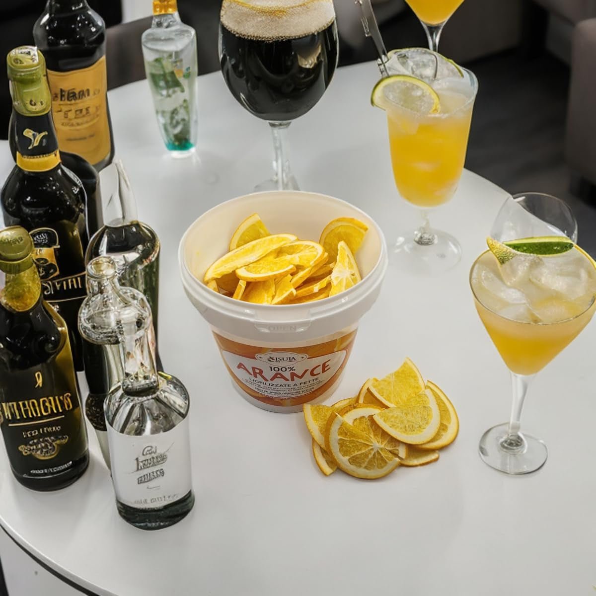 Frische gefriergetrocknete Orangen in halben Scheiben – kalt dehydrierte Orangen für professionelle Cocktails frische gefriergetrocknete Früchte Trockenfrüchte für Cocktails – 1-Liter-Packung ca. 70 dehydrierte Produkte von Naty Shop