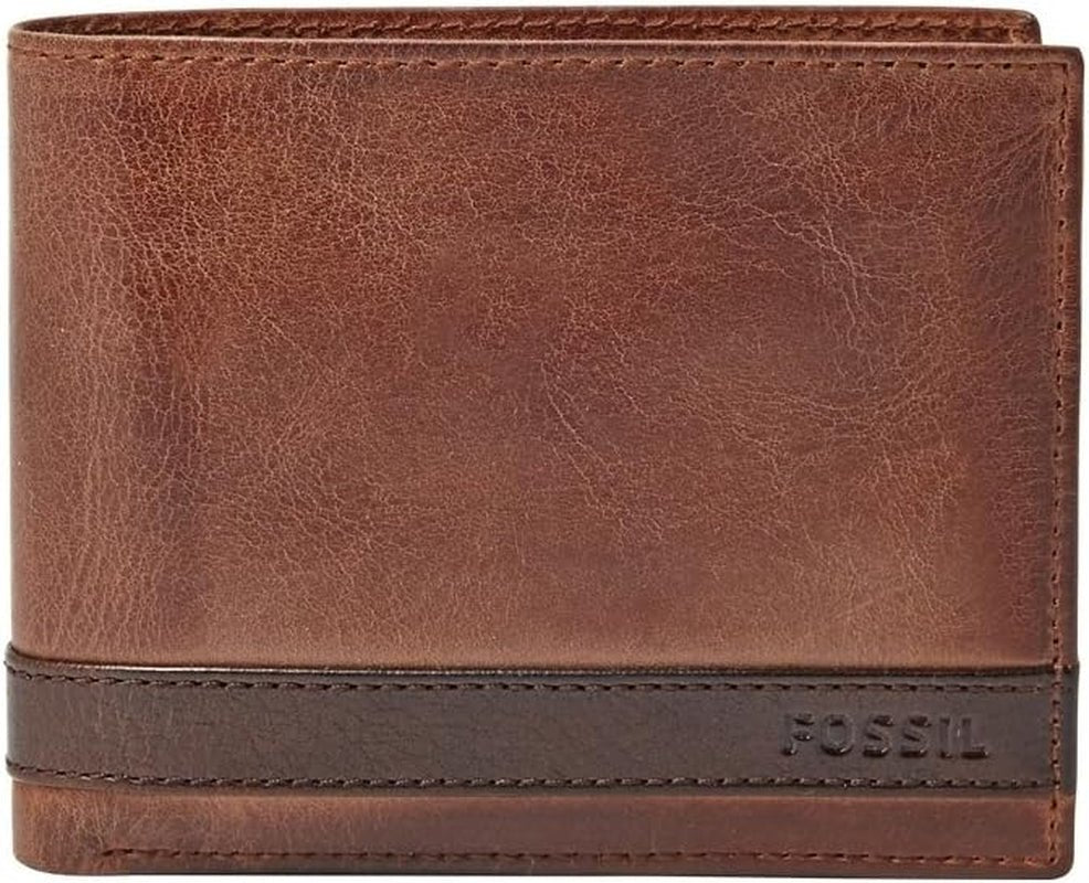 Fossil Herren-Geldbörse Quinn aus Leder, faltbar, 11,43 cm L x 2,54 cm B x 9,525 cm H, Herren-Geldbörse Naty Shop, Braun
