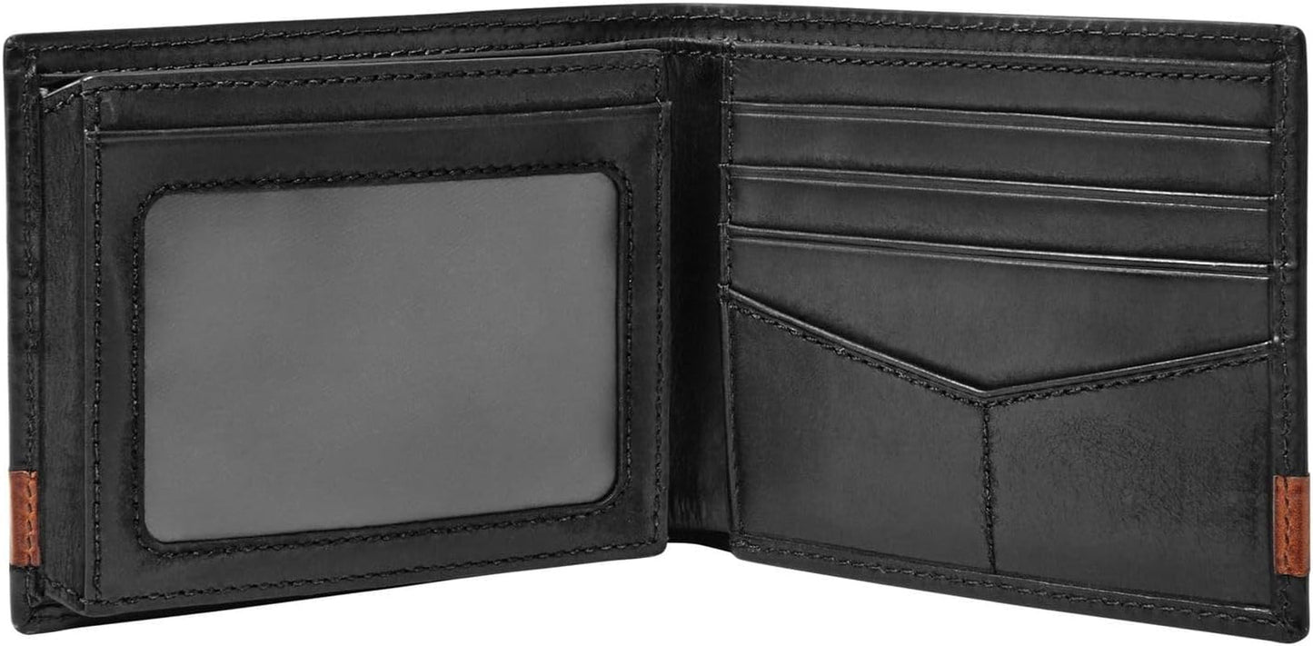 Fossil Herren-Geldbörse „Quinn“ aus Leder, 11,5 cm L x 2 cm B x 9 cm H. Herren-Geldbörse Naty Shop
