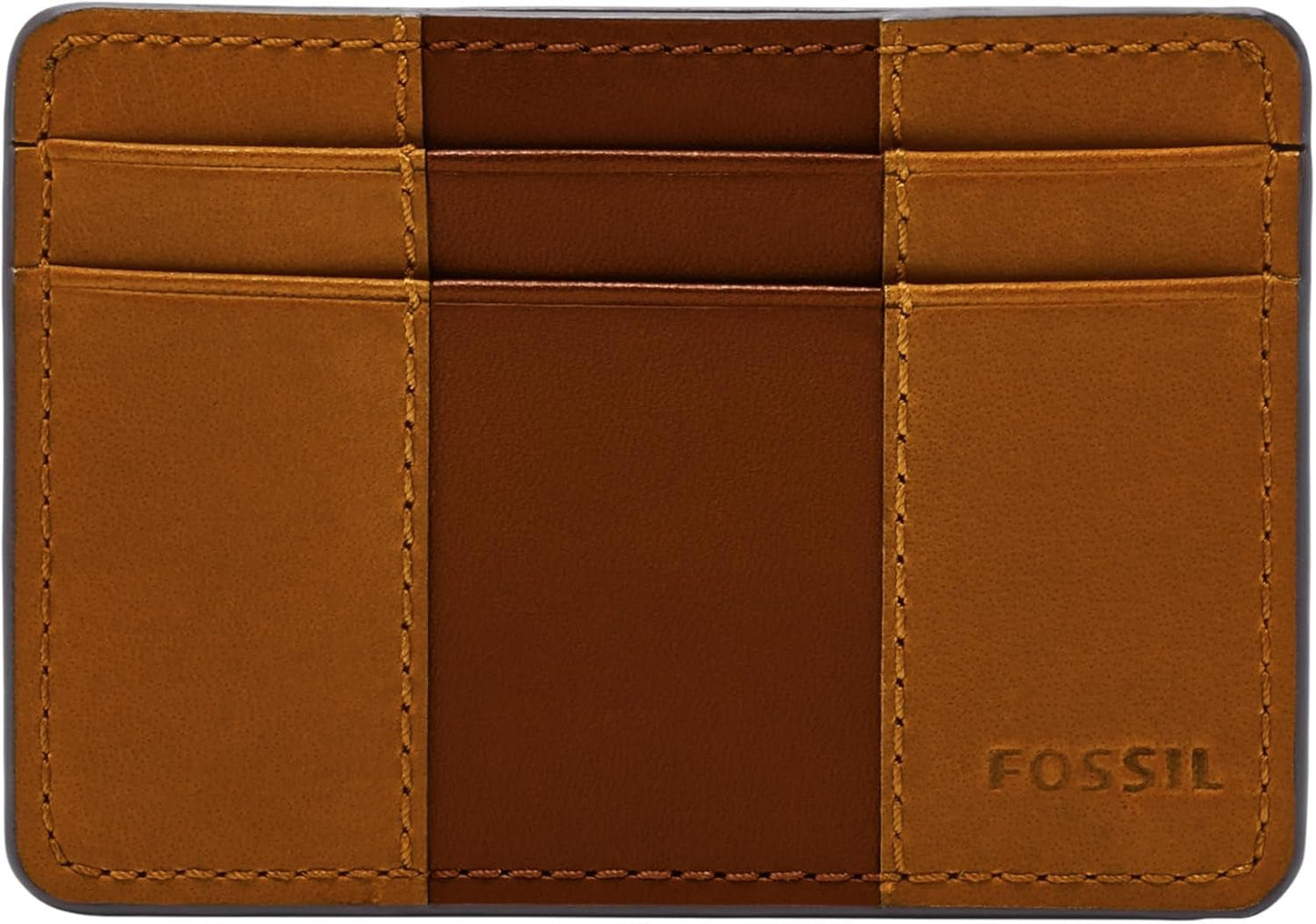 Fossil Everett-Geldbörse für Herren, Leder/PVC, mittelbraun, Kartenhalter, 10,2 cm L x 0,6 cm B x 7,0 cm H, ML4398210, Naty Shop Herren-Geldbörse Braun