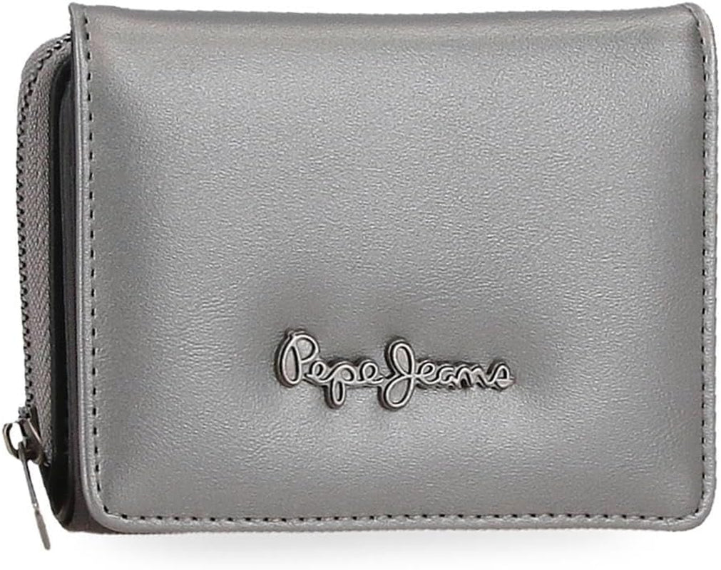 Pepe Jeans Ruby Portemonnaie, Geldbeutel, Portemonnaie, aus Polyester mit Kunstlederdetails. Fächer, Reißverschlüsse. Von Joumma Bags Damen-Geldbörse Naty Shop Anthrazit-Geldbörse
