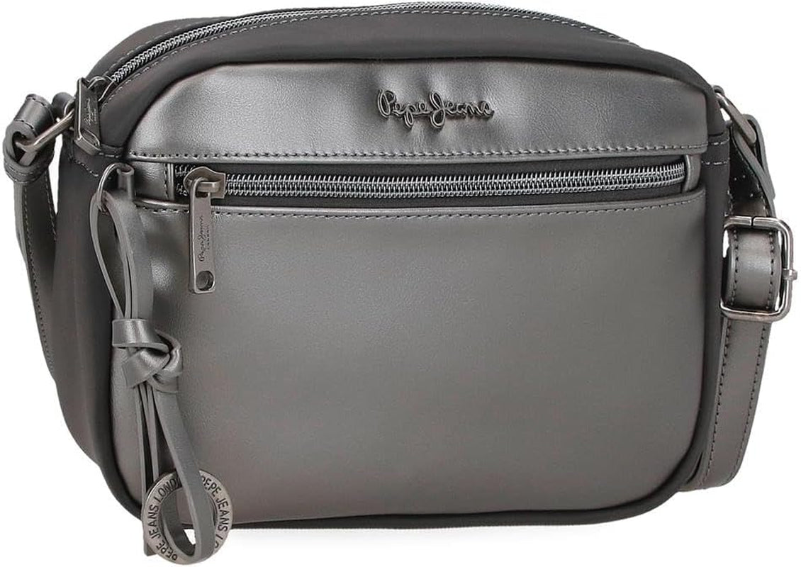 Pepe Jeans Ruby Portemonnaie, Geldbeutel, Portemonnaie, aus Polyester mit Kunstlederdetails. Fächer, Reißverschlüsse. Von Joumma Bags Damenbrieftasche Naty Shop Anthrazit Schultergurt