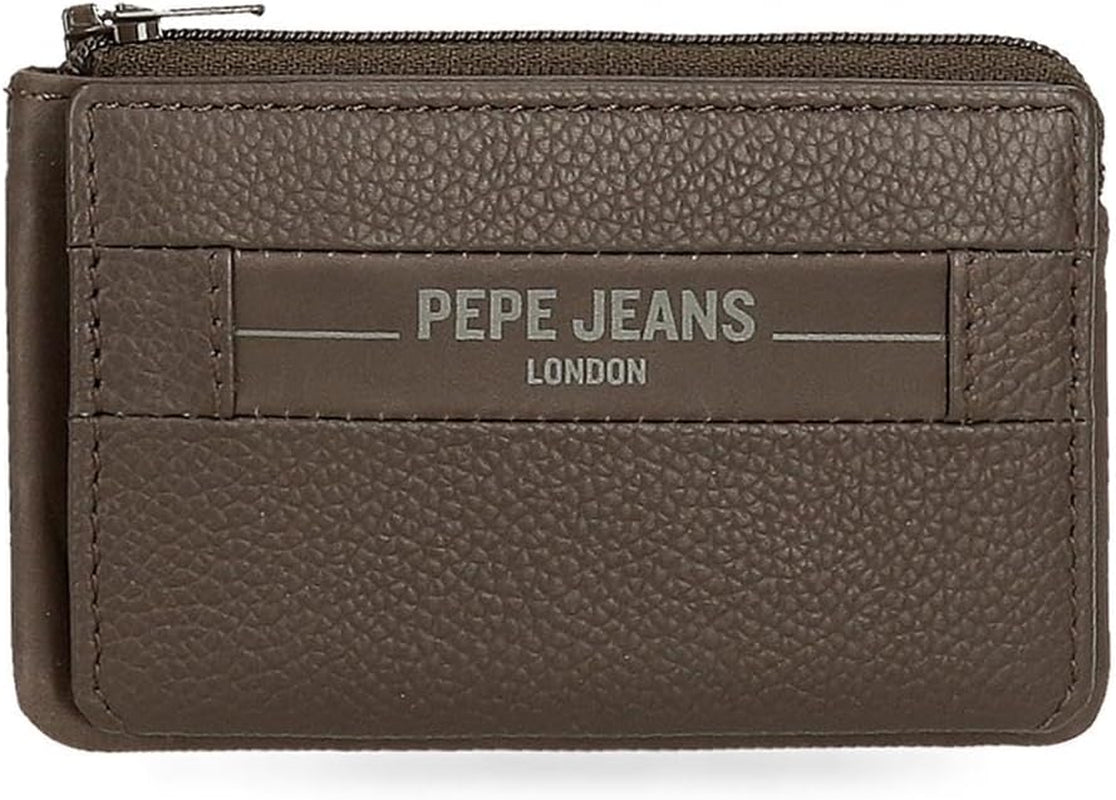 Pepe Jeans Checkbox Rindsleder-Geldbörsen und Geldbörsen Schwarz Braun Blau Grau Herren-Geldbörse Naty Shop Braunes Kartenetui