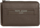 Pepe Jeans Checkbox Rindsleder-Geldbörsen und Geldbörsen Schwarz Braun Blau Grau Herren-Geldbörse Naty Shop Braunes Kartenetui