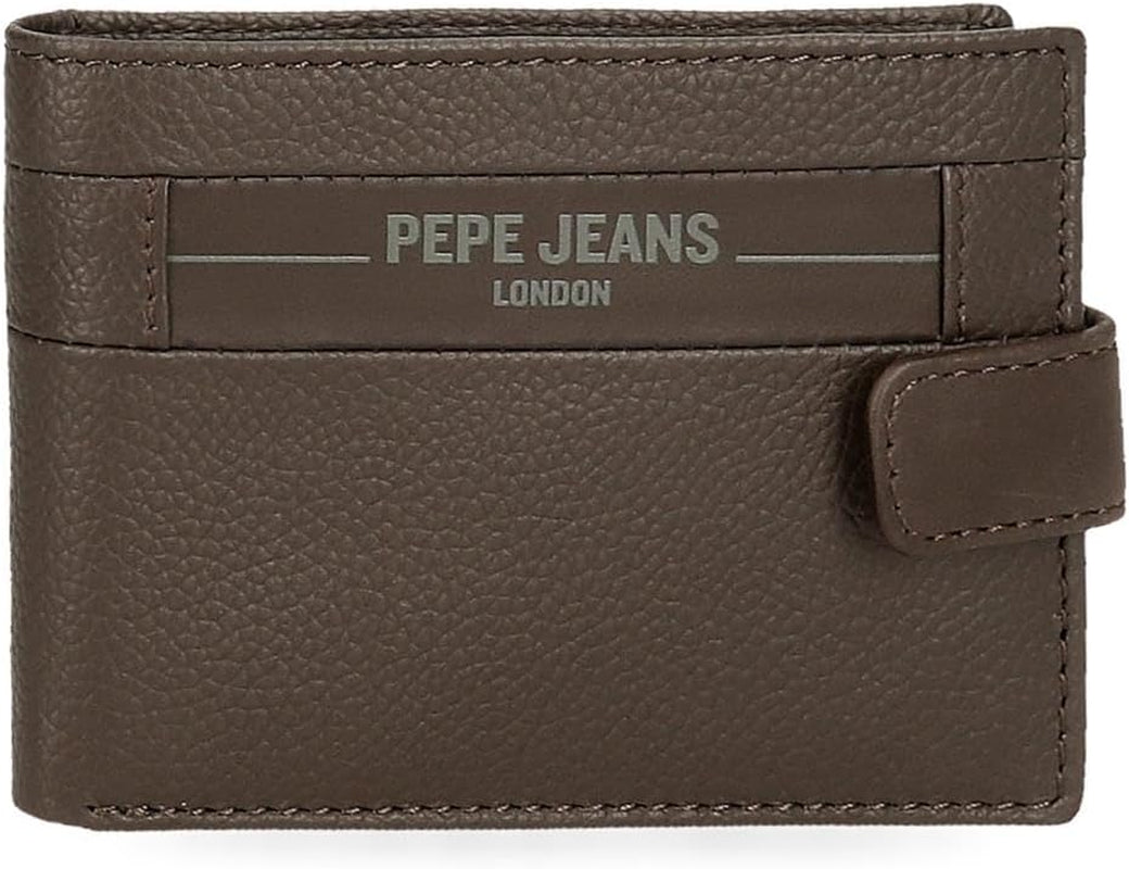 Pepe Jeans Checkbox Rindsleder-Geldbörsen und Geldbörsen Schwarz Braun Blau Grau Herren-Geldbörse Naty Shop Braune horizontale Geldbörse