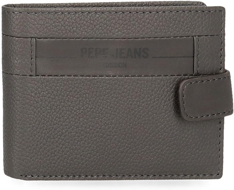 Pepe Jeans Checkbox Schwarz Braun Blau Grau Rindsleder-Geldbörsen und Geldbörsen Herren-Geldbörse Naty Shop Graue horizontale Geldbörse