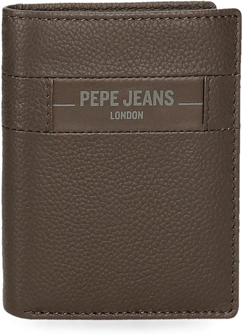 Pepe Jeans Checkbox Rindsleder-Geldbörsen und Geldbörsen Schwarz Braun Blau Grau Herren-Geldbörse Naty Shop Braune Aktentasche