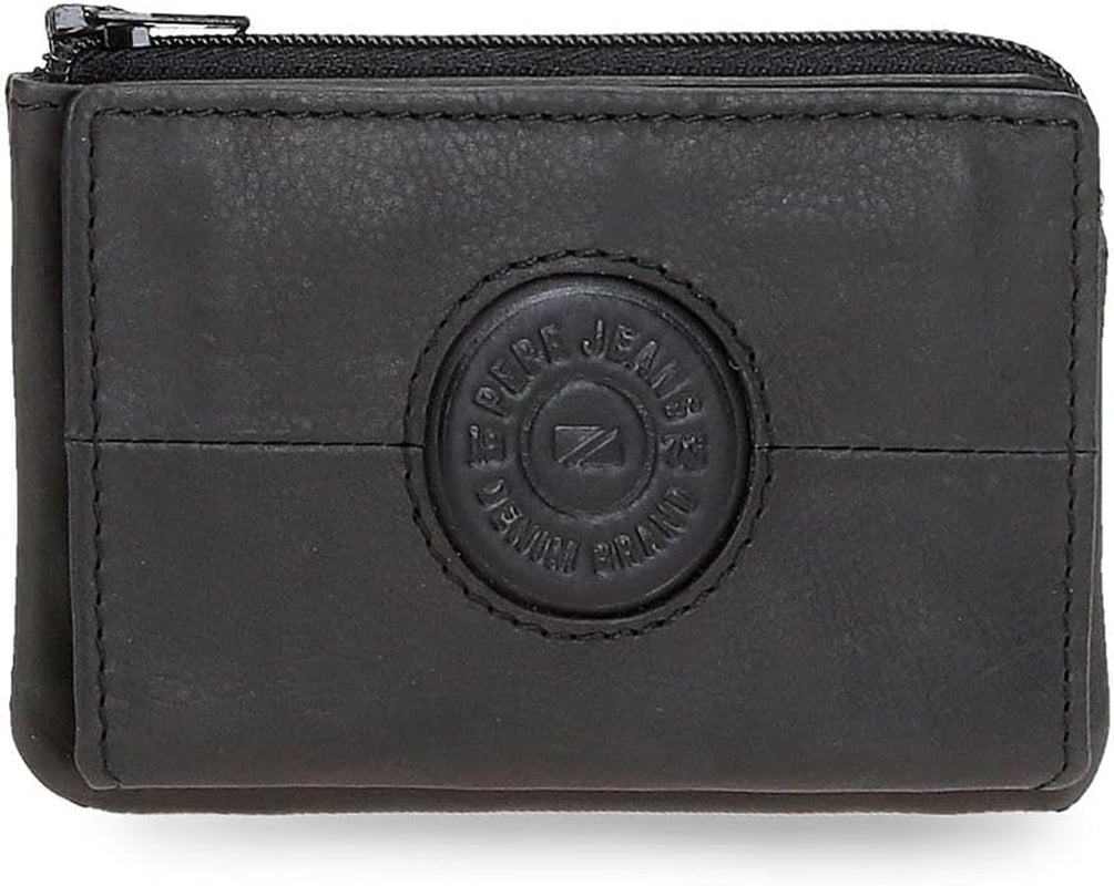 Pepe Jeans Cracker Rindsleder-Geldbörsen und Geldbörsen, Schwarz, Braun, Grün, verschiedene Größen, Naty Shop, Herren-Geldbörse, schwarzes Kartenetui
