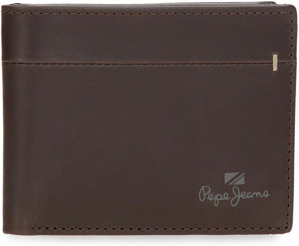 Pepe Jeans Staple-Geldbörsen und Geldbörsen aus Rindsleder, Schwarz, Braun, Marineblau, verschiedene Größen Herren-Geldbörse Naty Shop Braune Staple-Geldbörse