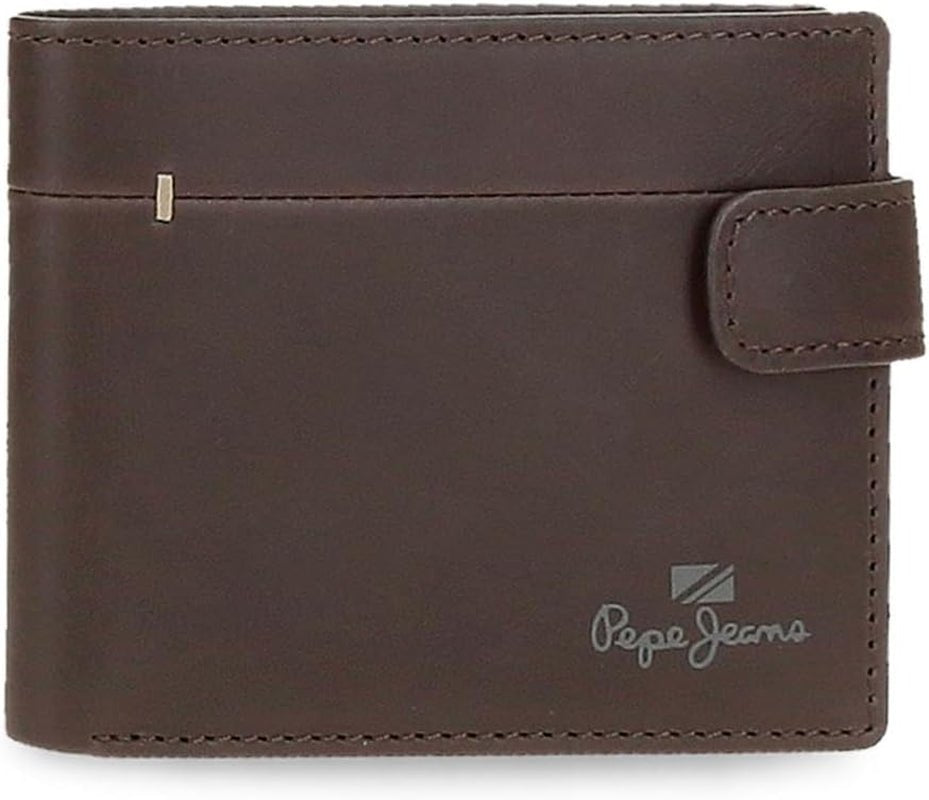 Pepe Jeans Staple Geldbörsen und Geldbörsen aus Rindsleder, Schwarz, Braun, Marineblau, verschiedene Größen Herrenbrieftasche Naty Shop Braune vertikale Geldbörse