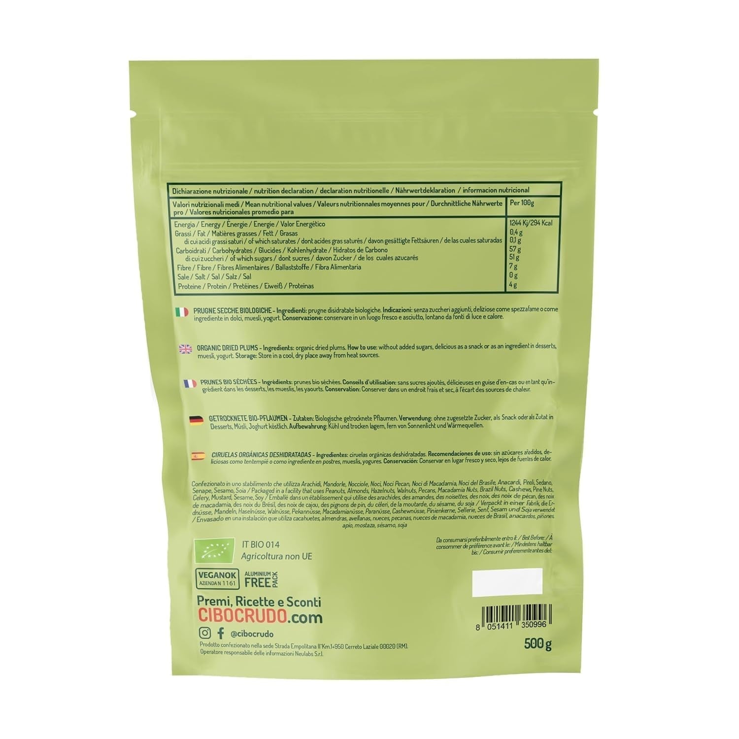 Getrocknete und kernlose Bio-Pflaumen – 500 g. Rohe, ungeschwefelte Pflaumen, ohne Zuckerzusatz oder Zusatzstoffe. Ökologische Trockenpflaumen als aromatische Trockenfrüchte. Pflaumen ohne Kerne. Naty Shop dehydrierte Produkte