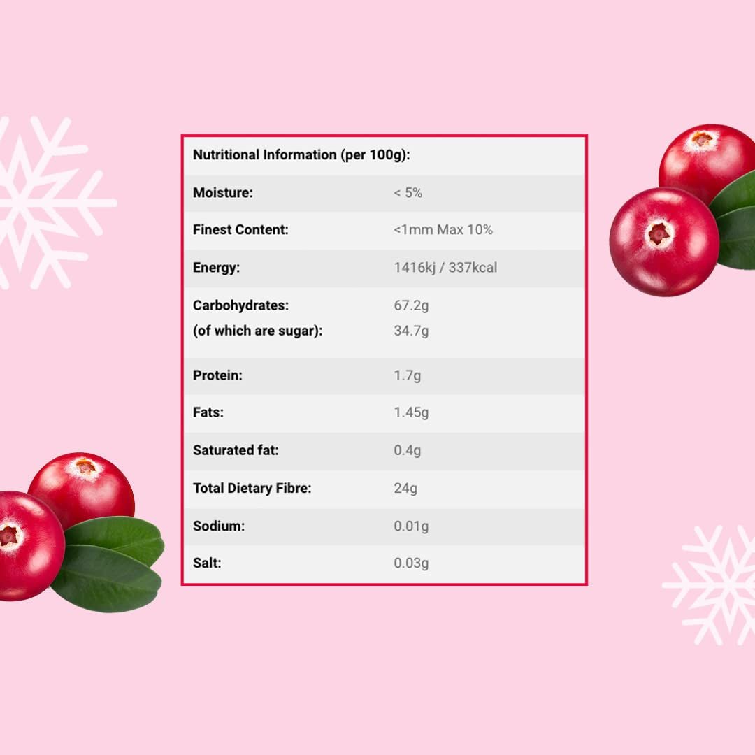 Gefriergetrocknetes Cranberry-Pulver 250g – Gefriergetrocknetes Fruchtpulver – Gefriergetrocknetes Cranberry-Pulver zum Backen, Smoothies und Müsli – 100 % natürliches Cranberry-Pulver ohne Zusatzstoffe. Dehydrierte Produkte Naty Shop