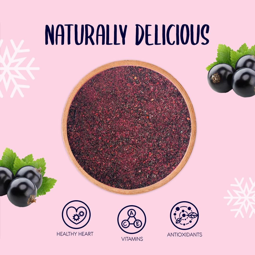 Gefriergetrocknetes schwarzes Johannisbeerpulver 100g - Gefriergetrocknetes Fruchtpulver - Schwarzes Johannisbeerpulver für Smoothies und Backen - Natürliches schwarzes Johannisbeerpulver ohne Zusatzstoffe Dehydrierte Produkte Naty Shop