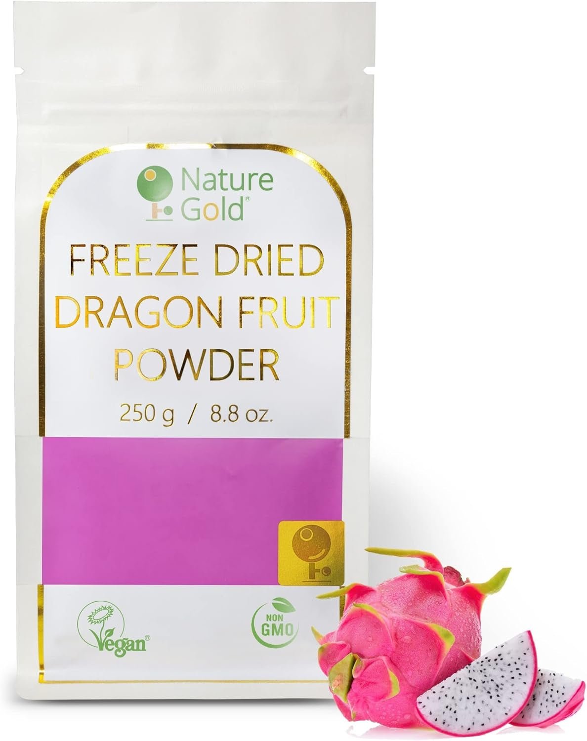 Gefriergetrocknetes Drachenfruchtpulver | 250g 100% natürlich und vegan | gentechnikfrei | kein Zucker und keine Zusatzstoffe ~*~ Dehydrierte Produkte Naty Shop Standardtitel