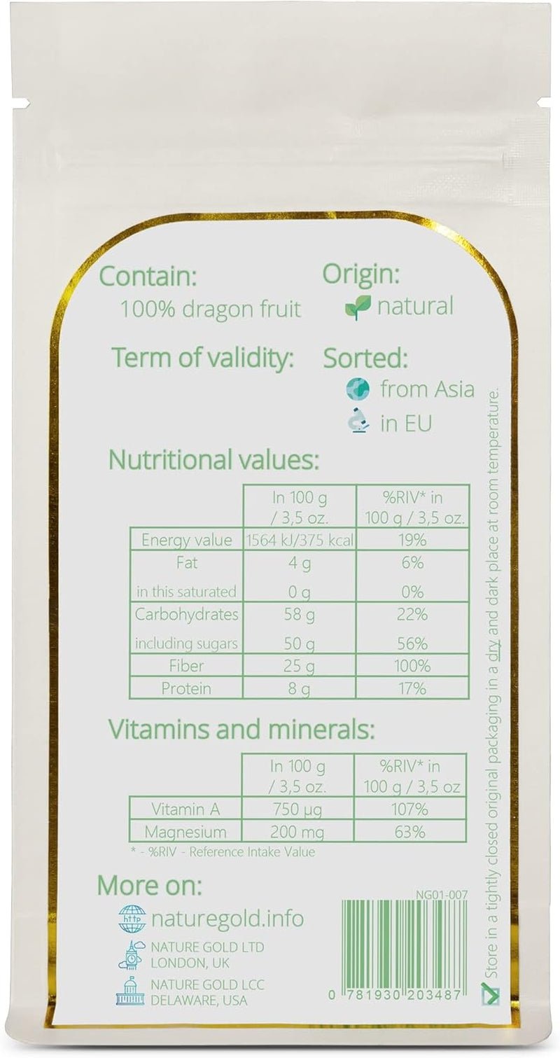 Gefriergetrocknetes Drachenfruchtpulver | 250g 100% natürlich und vegan | gentechnikfrei | ohne Zucker und ohne Zusatzstoffe ~*~ Dehydrierte Produkte von Naty Shop