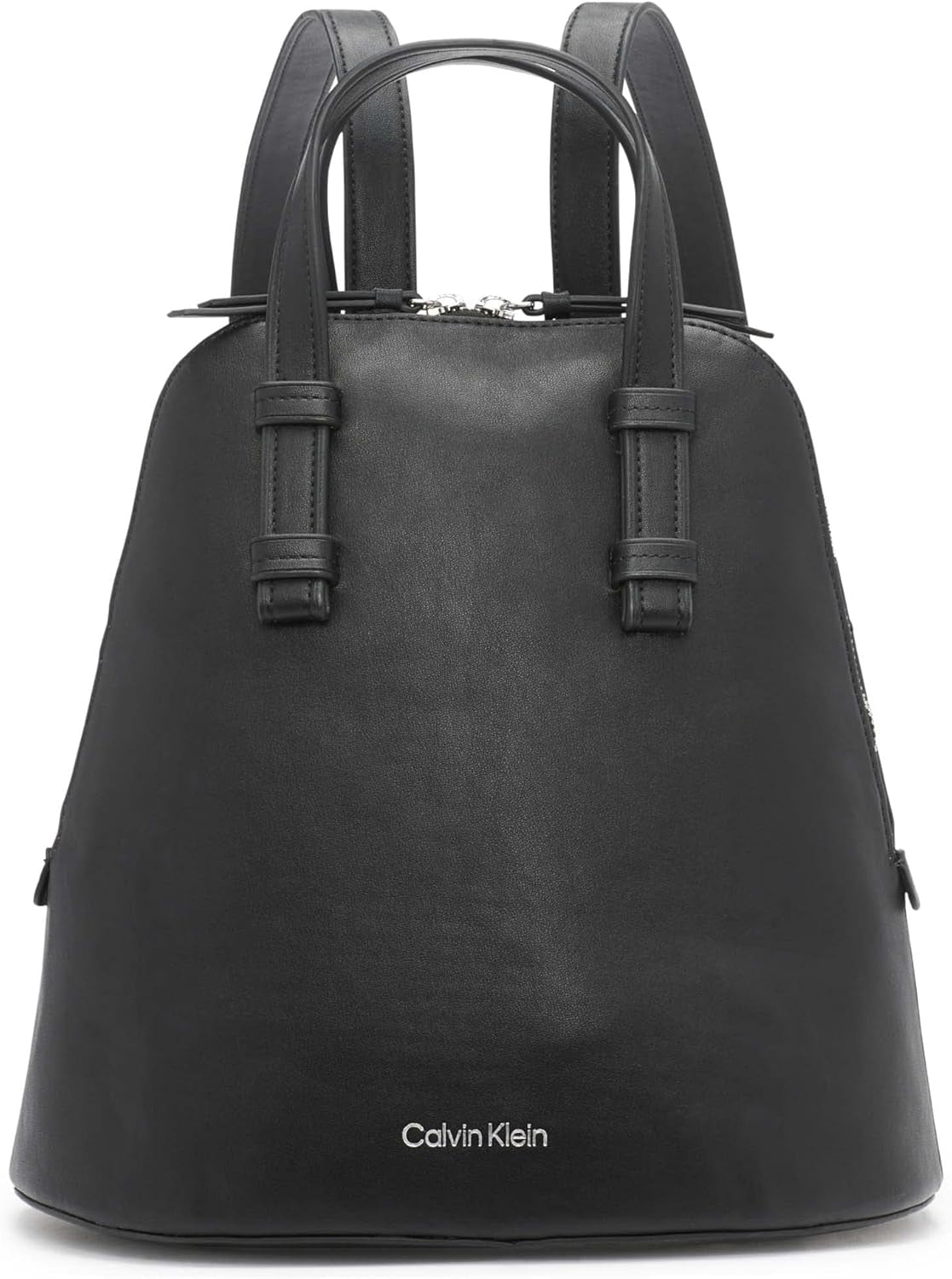 Calvin Klein Damen Zina Zip Around Rucksack Damentaschen Naty Shop Schwarz/Silber Einheitsgröße