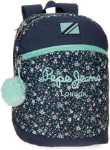 Pepe Jeans Alenka Schulrucksack mit Trolley, Blau, 30 x 40 x 12 cm, Polyester, 14,4 L, Blau, Schulrucksack mit Trolley Premium Rucksäcke und Schulranzen Naty Shop Lässiger Rucksack