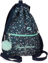 Pepe Jeans Alenka Schulrucksack mit Trolley, blau, 30 x 40 x 12 cm, Polyester, 14,4 l, blau, Schulrucksack mit Trolley Premium Rucksäcke und Schulranzen Naty Shop Rucksack mit Kordelzug