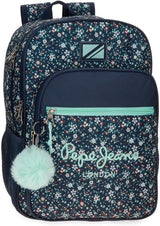 Pepe Jeans Alenka Schulrucksack mit Trolley, Blau, 30 x 40 x 12 cm, Polyester, 14,4 l, Blau, Schulrucksack mit Trolley Premium Rucksäcke und Schulranzen Naty Shop Schulrucksack