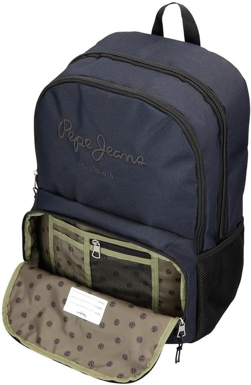 Pepe Jeans Cromwell Schulrucksack, Doppelfach, Schwarz, 33 x 46 x 15 cm, Polyester, 22,77 L, Schwarz, Einheitsgröße, Doppelfach Schulrucksack Premium Rucksäcke und Schulranzen Naty Shop