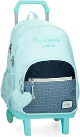 Pepe Jeans Dalma Schulrucksack. Kinderrucksack aus Polyester, breite und verstellbare verstellbare Träger, Vordertasche. Von Joumma Bags Premium Rucksäcke und Schulranzen Naty Shop Rucksack 45 + Wagen