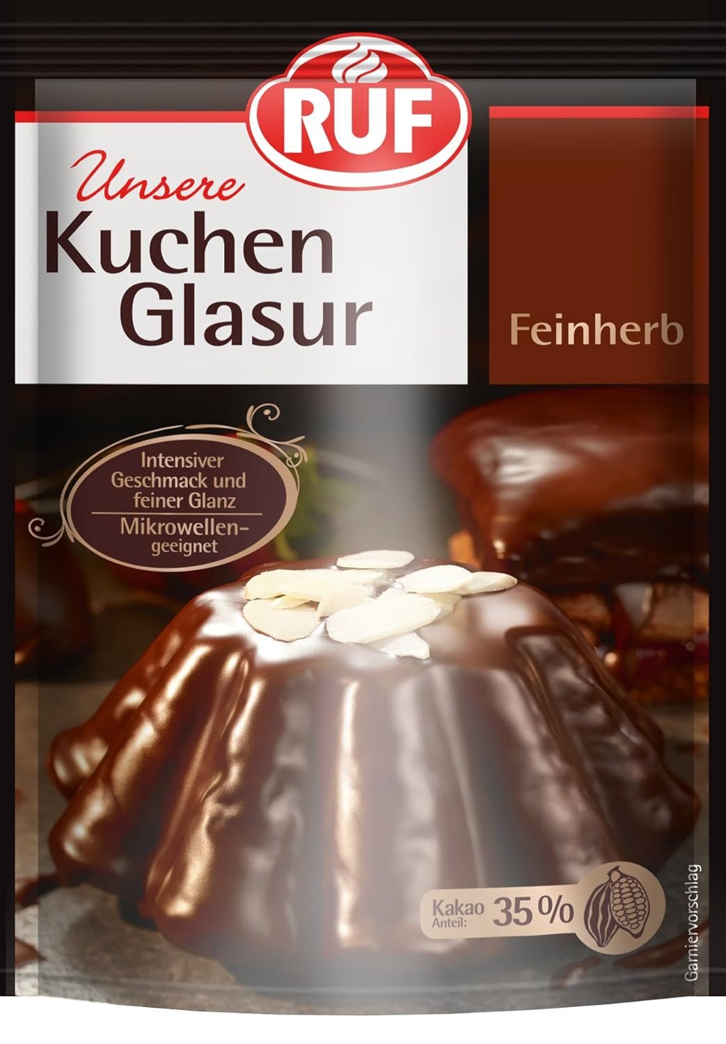 RUF Cake Glaze Bourbon Vanilla, 100g im Beutel, mikrowellengeeignet, zum Glasieren und Dekorieren von Keksen, Muffins und Kuchen, glutenfrei, Zuckerpaste Naty Shop Feine Torte