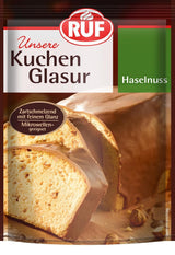 RUF Kuchenglasur Bourbon Vanille, 100g im Beutel, mikrowellengeeignet, zum Glasieren und Dekorieren von Keksen, Muffins und Kuchen, glutenfreie Zuckerpaste Naty Shop Haselnuss
