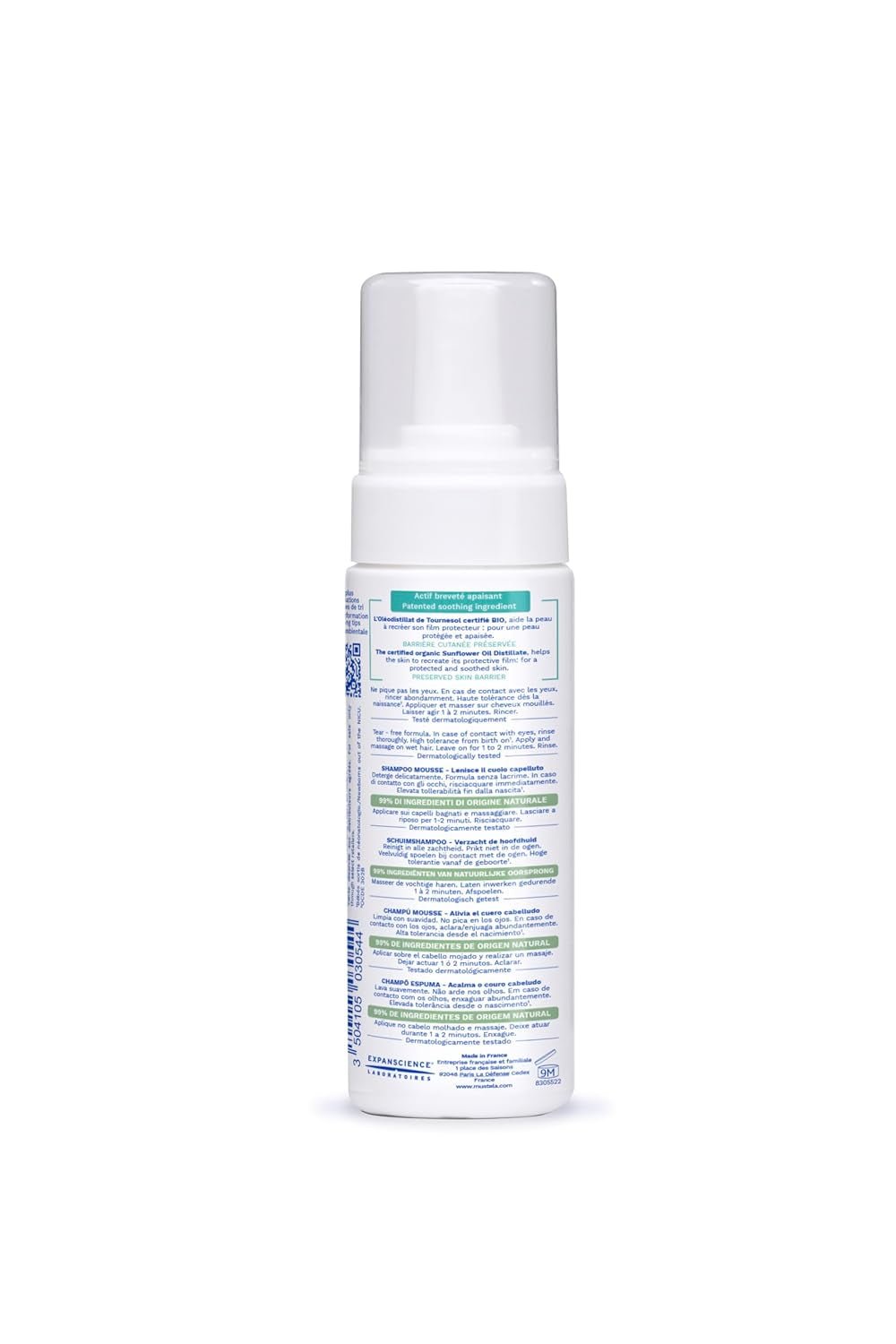 Mousse-Shampoo für Milchkrusten, Haare, Babys, Kinder, die ganze Familie – Hilft Milchkrusten zu entfernen, sanfte Reinigung, kein Brennen (150 ml) Kinder – Bade- und Hautpflege Naty Shop