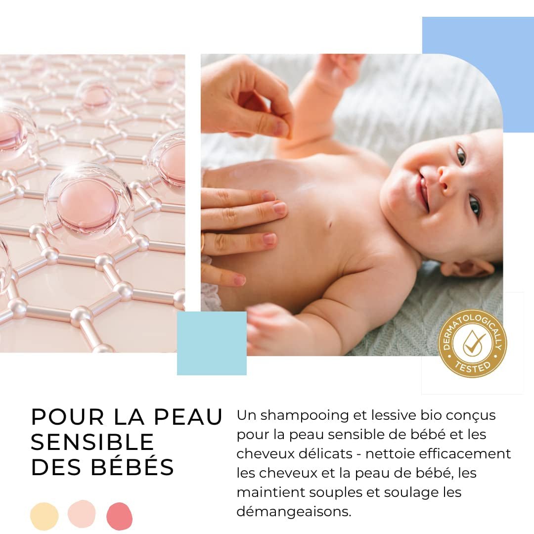 Shampoo und Reinigungsgel 2 in 1 Daily Gentle Baby Shampoo & Reinigungsgel – vegan und biologisch – mit 98 % natürlichen Inhaltsstoffen – Shampoo ohne Tränen für Kinder und Babys – 300 ml Kinder – Bade- und Hautpflege Naty Shop