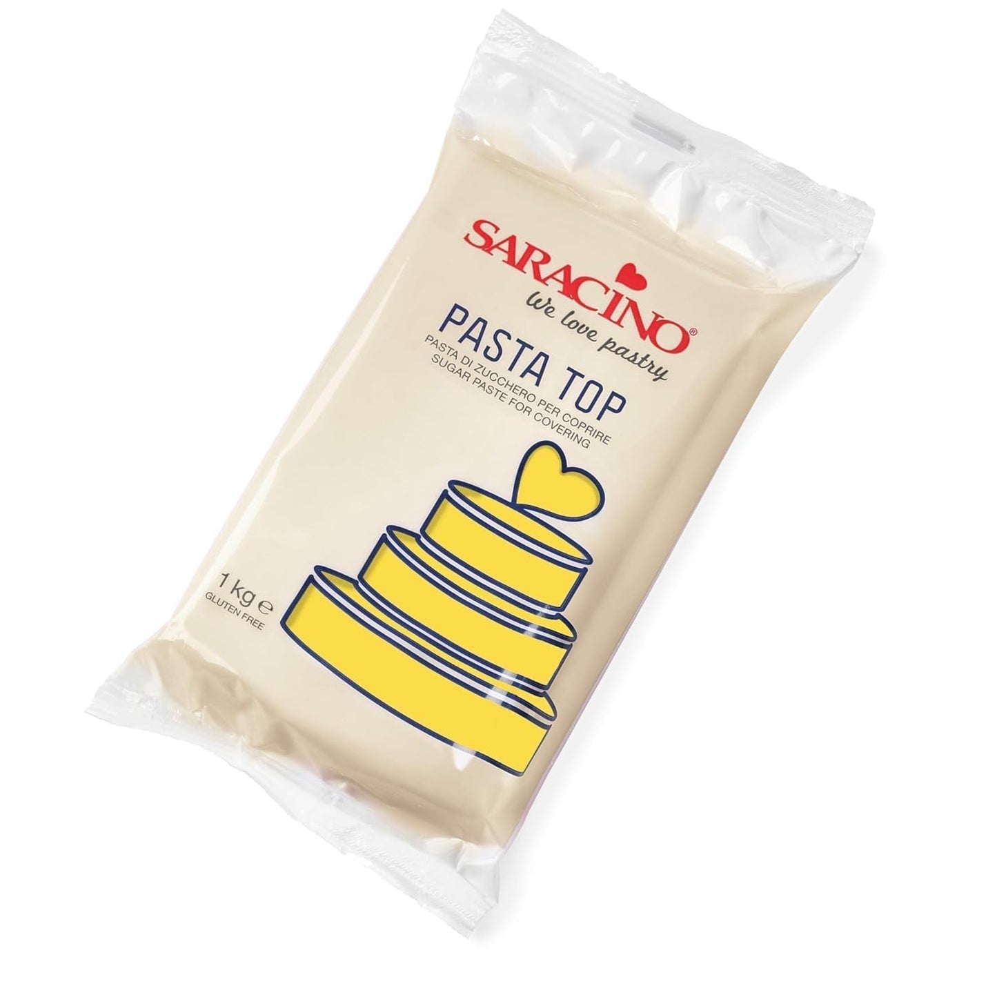 Saracino Fondant Top, Zuckerpaste zum Abdecken von 1 kg, hergestellt in Italien Zuckerpaste Naty Shop Gelb