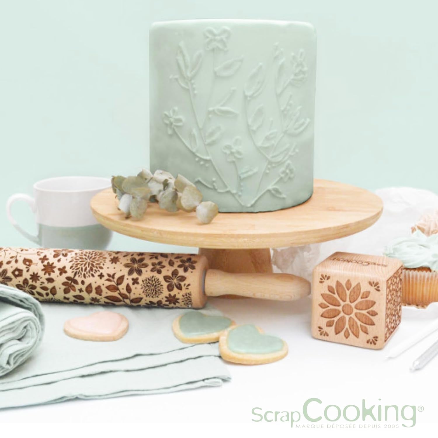 ScrapCooking - Pâte à Sucre Vert Sauge 250g - Colorant d'Origine Naturelle - Sans Gluten, Sans Huile de Palme - Pour Gâteaux, Pâtisseries Anniversaire - Vert Pastel - Fabrikie en France - 7621 Zuckerpaste Naty Shop