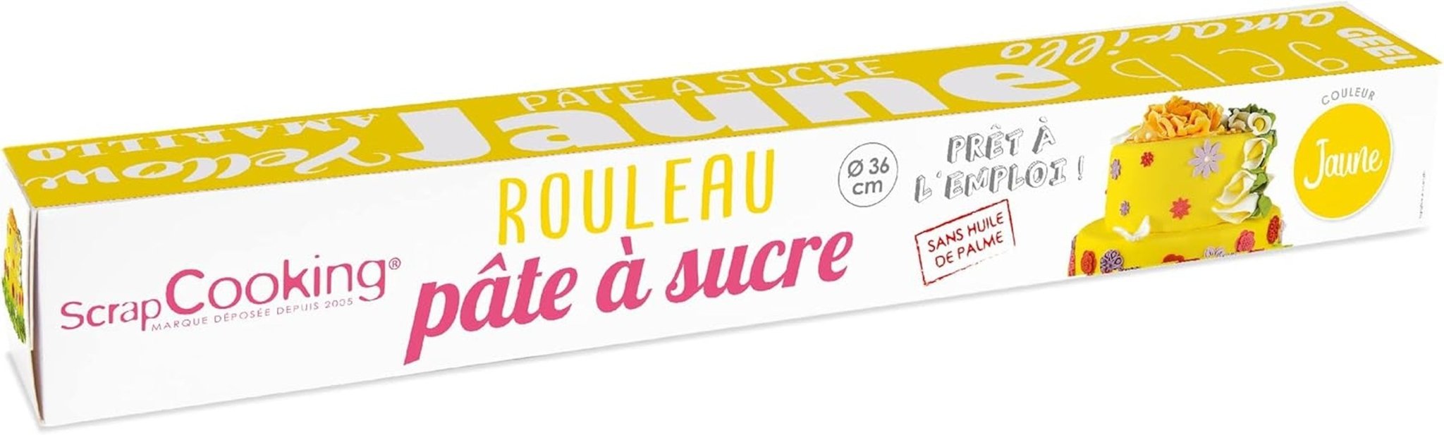 ScrapCooking - Rosa Fondantrolle â'¬ 36 cm - Gerollter schwarzer Fondant 430 g - Tortenaufsatz Fondantaufsatz Dekoration für Kuchen, Backen, Geburtstage, Partys - Rosa - 7264 Naty Shop Gelbe Zuckerpaste