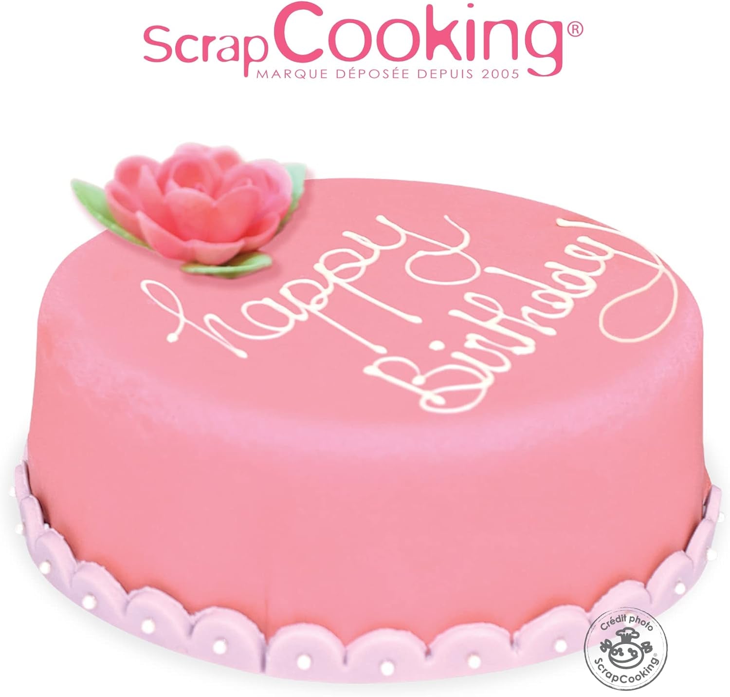 ScrapCooking - Rosa Fondantrolle â'¬ 36 cm - Gerollter schwarzer Fondant 430 g - Tortenaufsatz Fondantaufsatz Dekoration für Kuchen, Backen, Geburtstage, Partys - Rosa - 7264 Zuckerpaste Naty Shop