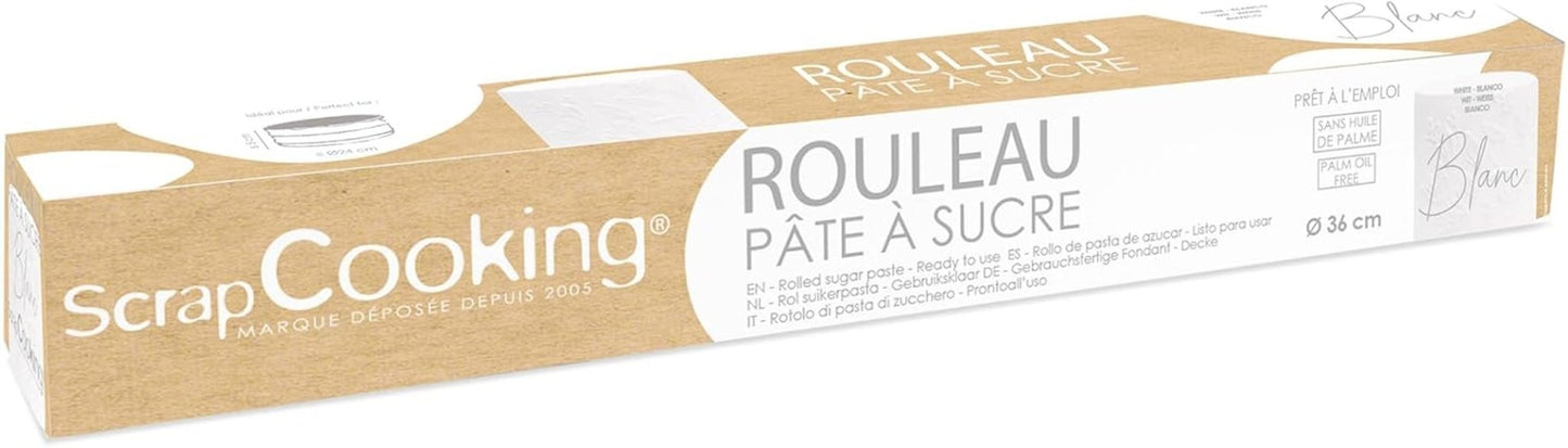 ScrapCooking - Rosa Fondantrolle â'¬ 36 cm - Gerollter schwarzer Fondant 430 g - Tortenaufsatz Fondantaufsatz Dekoration für Kuchen, Backen, Geburtstage, Partys - Rosa - 7264 Naty Shop Weiße Zuckerpaste