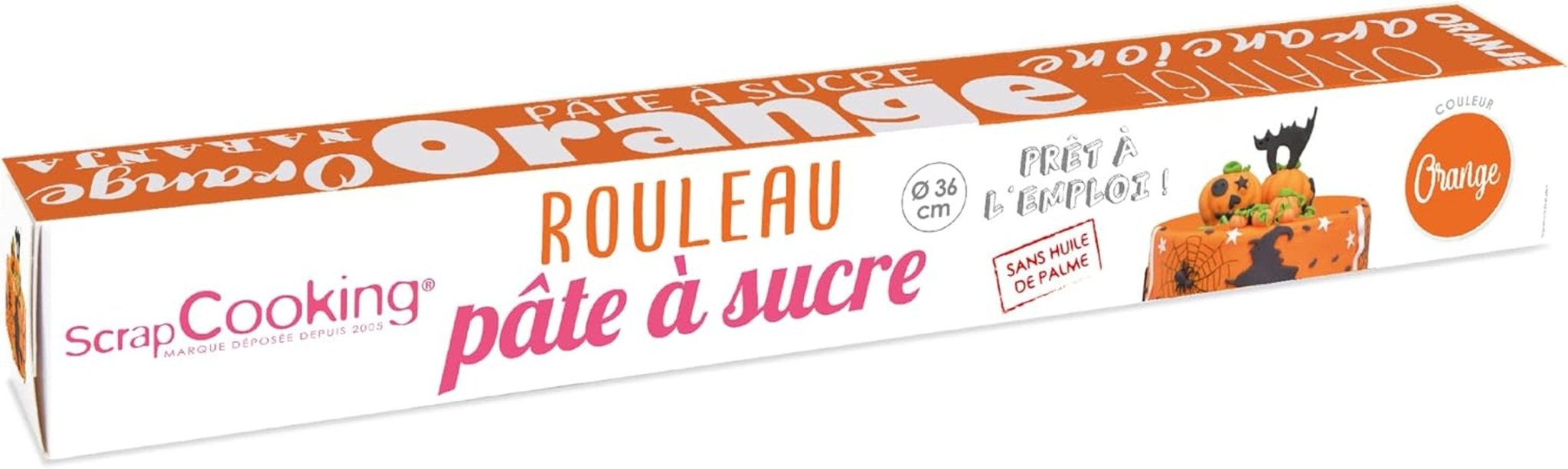 ScrapCooking - Rosa Fondantrolle â'¬ 36 cm - Gerollter schwarzer Fondant 430 g - Tortenaufsatz Fondantaufsatz Dekoration für Kuchen, Backen, Geburtstage, Partys - Rosa - 7264 Naty Shop Orangefarbene Zuckerpaste