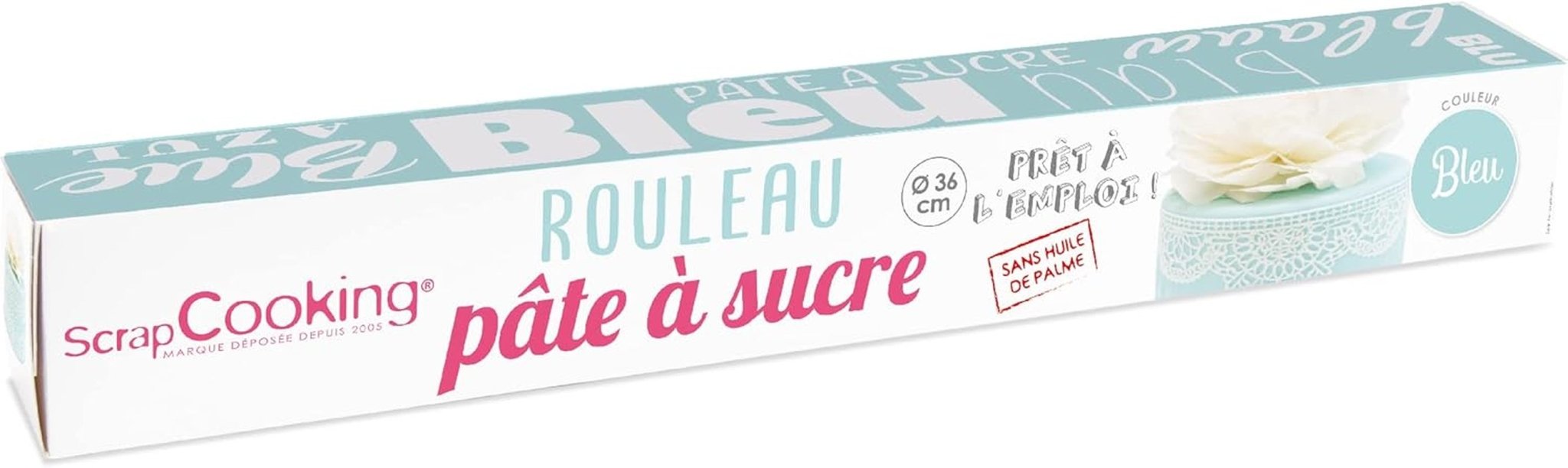 ScrapCooking - Rosa Fondantrolle â'¬ 36 cm - Gerollter schwarzer Fondant 430 g - Tortenaufsatz Fondantaufsatz Dekoration für Kuchen, Backen, Geburtstage, Partys - Rosa - 7264 Naty Shop Zuckerpaste Himmelblau