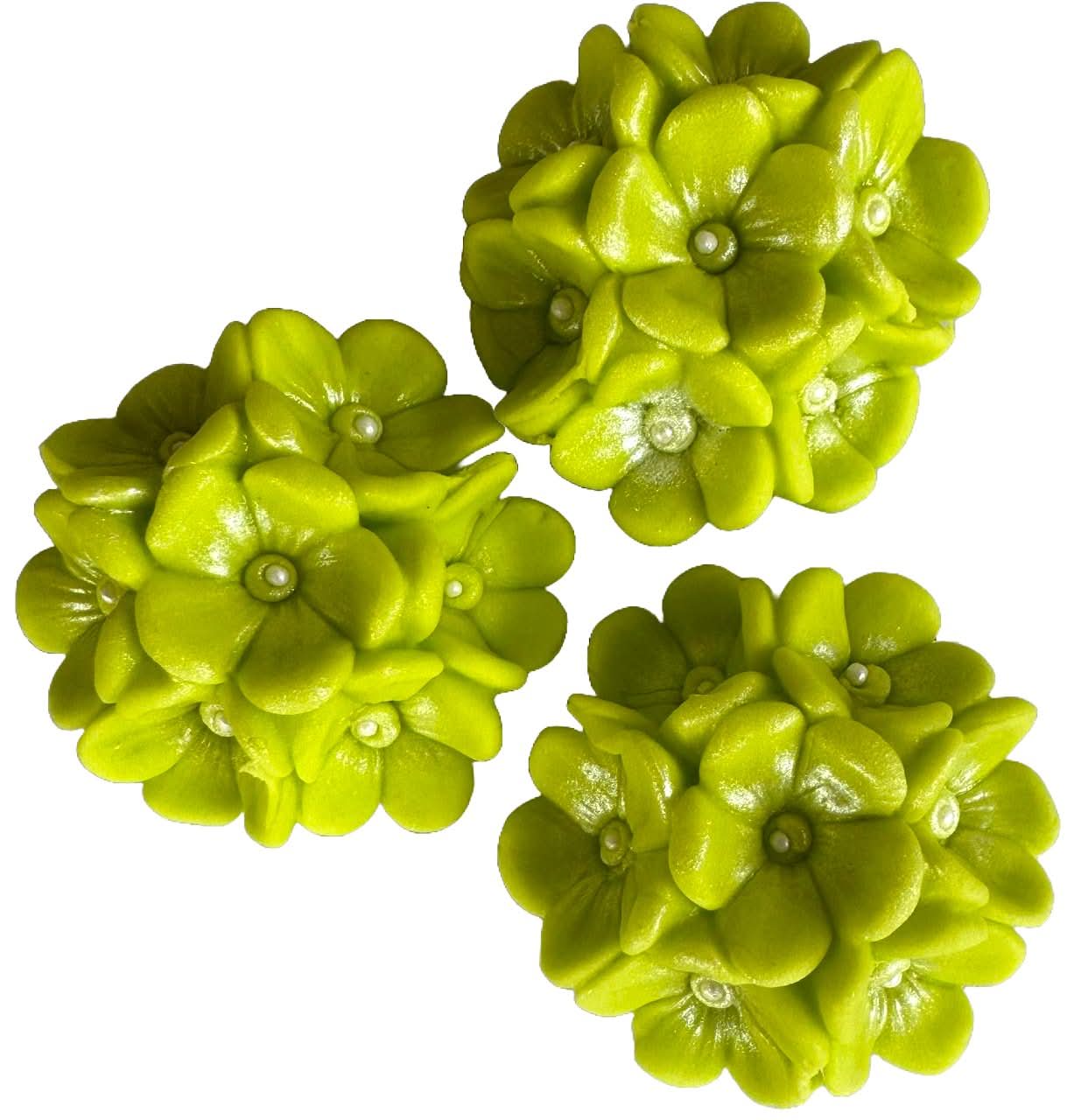 Set mit 3 essbaren Zuckerdekorationen, grüne Blumendekorationen von Sugar Paste Nati Shop