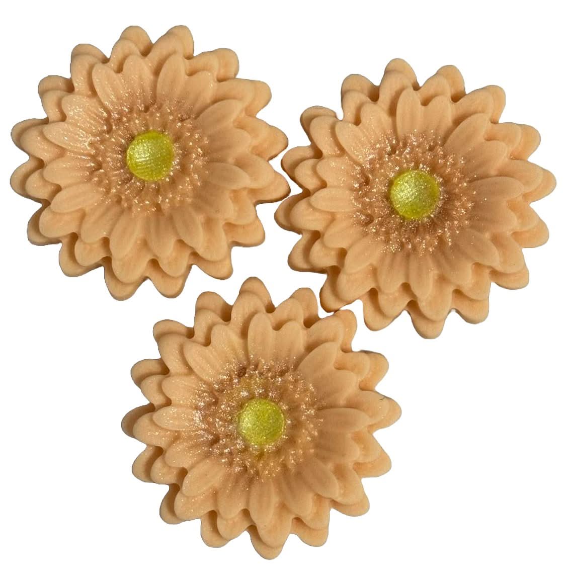 Set mit 3 essbaren Zuckerdekorationen, Gerbera-Lachs-Dekorationen von Sugar Paste Nati Shop